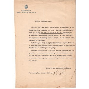 Stanislav Ostrovsky prez. Lviv - letter Expansion of Lviv