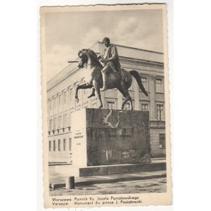 Warszawa Pomnik Ks. Józefa Poniatowskiego [przedwojenna pocztówka]