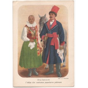 Strój łańcucki Atlas Polskich Strojów Ludowych J. Karolak [postcard, fashion].