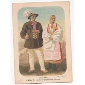 Census costume x2 postcards - Atlas of Polish Folk Costumes by J. Karolak [postcard, fashion].