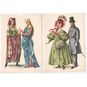 Costumes set of 7 postcards Maria Orlowska Gabryś [fashion, postcard].