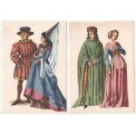 Costumes set of 7 postcards Maria Orlowska Gabryś [fashion, postcard].