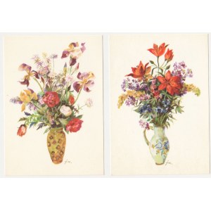 Jan Marcin Szancer set of 8 postcards with flowers [flowers, postcard].