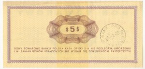 Bon Towarowy PKO 5$ GE 0659483 1 października 1969 - 20 - 02 - 1985