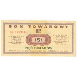 Bon Towarowy PKO 5$ GE 0659484 1 października 1969 - 20 - 02 - 1985