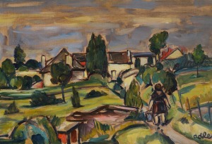 Michel ADLEN, PEJZAŻ Z OGRODNICZKĄ, 1955