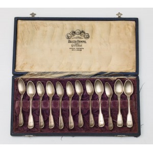 12 ŁYŻECZEK DO KAWY, Niemcy, Berlin, Vollgold, ok. 1870