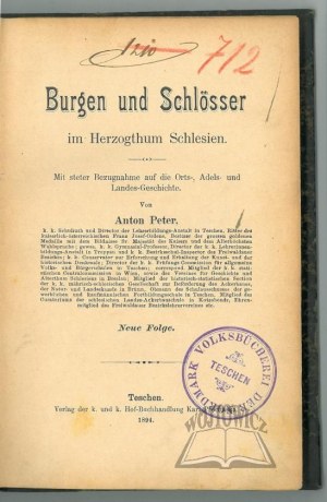 PETER Anton, Burgen und Schlösser im Herzogthum Schlesien.