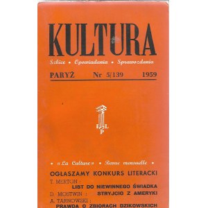 KULTURA PARYŻ Nr.5/139 1959 WIERSZE MIŁOSZ