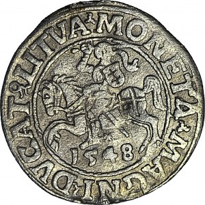 Zygmunt II August, Półgrosz 1548, Wilno, A jako odwrócone V w MONETA