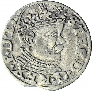 Stefan Batory, Trojak 1586, Ryga, duża głowa