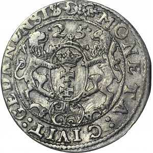 R-, Zygmunt III Waza, Ort 1625, Gdańsk, PR, CIVITAT ułożone symetrycznie pod herbami (zamiast IT:)