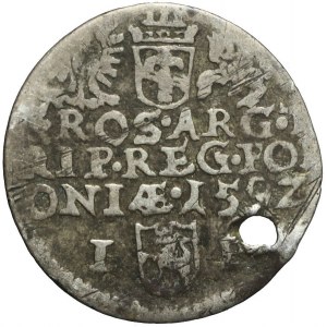 Zygmunt III Waza, Trojak Olkusz 1592, duża głowa i pełna data w wierszu