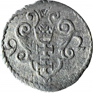 R-, Zygmunt III Waza, Denar 1592, Gdańsk, rzadki rocznik, R3