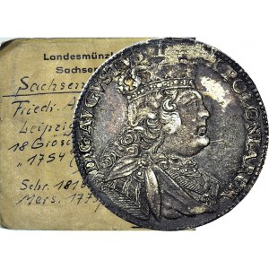 August III Sas, Ort 1754, Lipsk, ze starej kolekcji