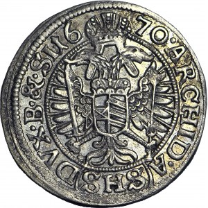Śląsk, Leopold I, Wrocław, 3 krajcary 1670, A.(SHS)DVX, mennicze