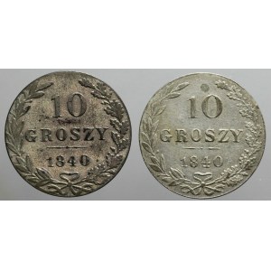 Królestwo Polskie, Zestaw, Dwie monety 10 groszy 1840