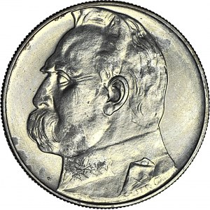 10 złotych 1937, Piłsudski, rzadszy rocznik, menniczy