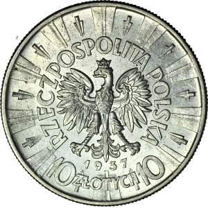 10 złotych 1937, Piłsudski, rzadszy rocznik, menniczy