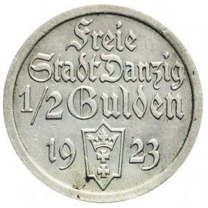 Wolne Miasto Gdańsk, 1/2 guldena 1923, ładne