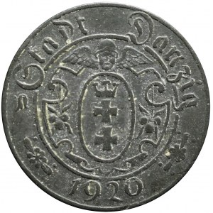 Wolne Miasto Gdańsk, 10 fenigów 1920, odmiana 57 perełek