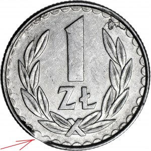R-, 1 złoty 1985, DESTRUKT - błąd wykrojnika