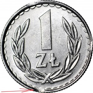 R-, 1 złoty 1986, DESTRUKT - błąd wykrojnika