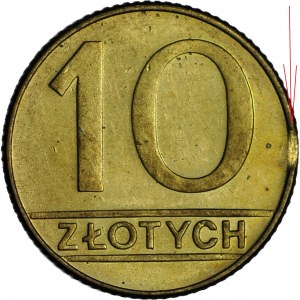 R-, 10 złoty 1989, DESTRUKT - błąd wykrojnika