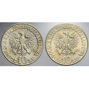 Zestaw, dwie monety 10 złotych 1959, duży Kopernik