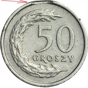 R-, 50 groszy 1991, DESTRUKT - błąd wykrojnika
