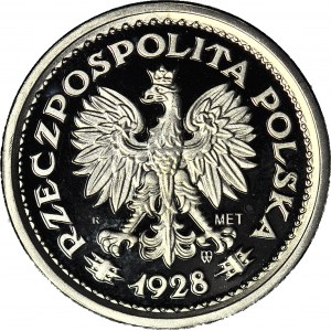 1 złoty 1928, wieniec dębowy, próba, KOPIA