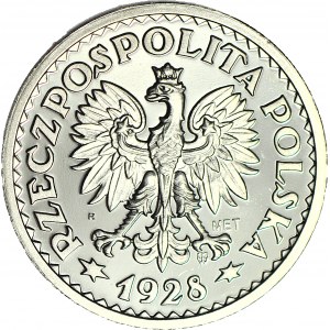 1 złoty 1928, wieniec liściasty, próba, KOPIA