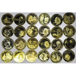 Kolekcja 24 szt. medali, pielgrzymki papieskie, 40 mm