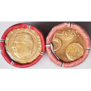 Belgia, 2 rolki po 50 szt., 5 centów 1999, pierwszy rocznik