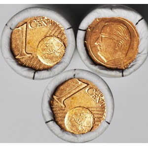 Belgia, 3 rolki po 50 szt., 1 cent 1999, pierwszy rocznik