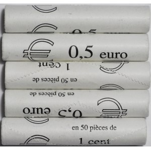 Francja, 5 rolek po 50 szt., 1 cent 1999, pierwszy rocznik