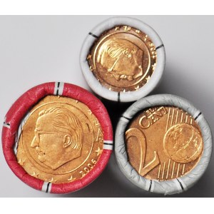 Belgia, 3 rolki po 50 szt., 1, 2 i 5 centów 2006
