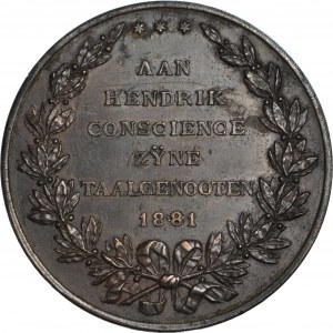 Belgia, sygnowany Leopold Wieneri, medal 1881, brąz 61mm