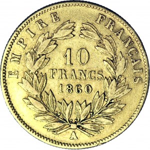 Francja, Napoleon III, 10 franków 1860 A, Paryż