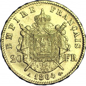 Francja, Napoleon III, 20 franków 1864