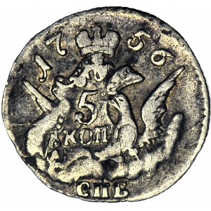 Russland, Elisabeth, 5 Kopeken 1756 СПБ, St. Petersburg, selten