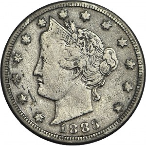 Stany Zjednoczone Ameryki (USA), 5 centów 1883 Filadelfia, typ Liberty Head