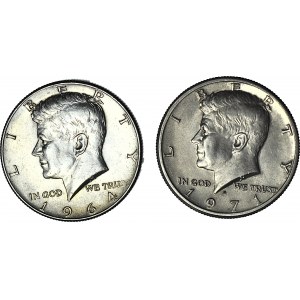 Zestaw 2 szt. Stany Zjednoczone Ameryki (USA), 25 centów 1964 i 1971