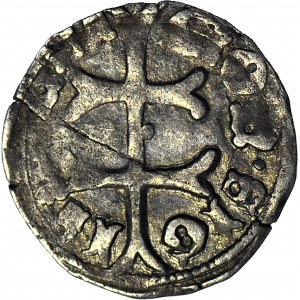 Węgry, Zygmunt Luksemburski (1387-1437), Denar, m nad tarczą, piękny