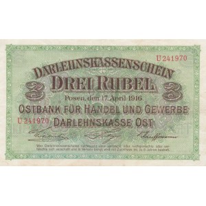 Poznań 3 ruble 1916, ''...nabywa'', ser. U