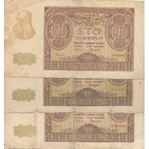 100 złotych 1940 - 3 sztuki