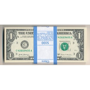 Stany Zjednoczone Ameryki (USA), Paczka Bankowa 1 dolar 2017 seria C---A, 100 sztuk