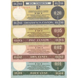 Pewex Bon Towarowy, zestaw 4 szt. 1, 2, 5 i 20 centów 1979