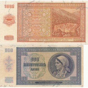 Bułgaria, zestaw 2 szt., 500 i 1000 Lewa 1942, rzadkie