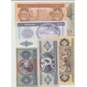 Węgry, zestaw 6 szt., 20 pengo 1975, 20 forintów 1941, 50, 500, 2000, 5000 forintów 1986-2013